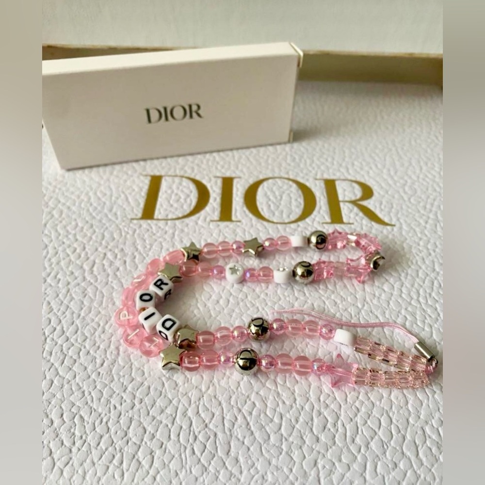 Dior 2025 Novelty Beaded Phone Charm Keychain Wrist Strap GWP NWB